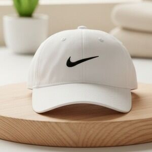 Nike Legacy91 Dri Fit Hat White Black Swoosh Fitted Cap Stretch Fit